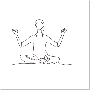 One Line Yoga Posters and Art